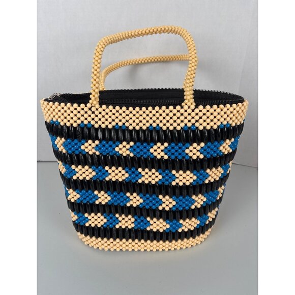 Handcrafted Beaded Tote Bag With Zipper Closure NWOT $80.00 Southwestern Aztec - Picture 1 of 12